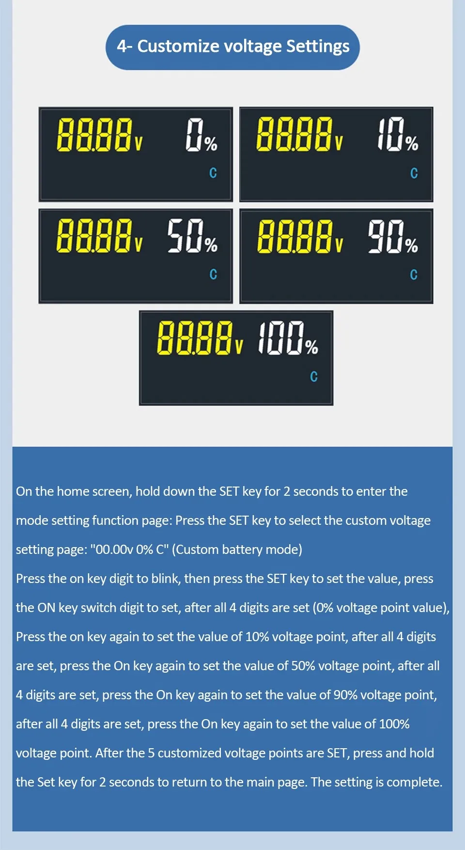 Wasserdichter LCD-Batteriekapazitätsanzeiger 8-100V Digitaler Voltmeter Batterietester für Lithium LiFePO4 Blei-Säure Motorrad Auto – Detail 14