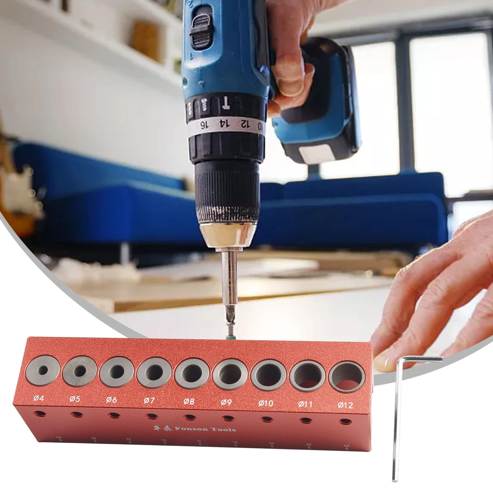 20 Precision Woodworking Dowel Drill Guide Locator 412mm Vertical Pocket Hole Jig Anodized Adjustable Bushing Sizes