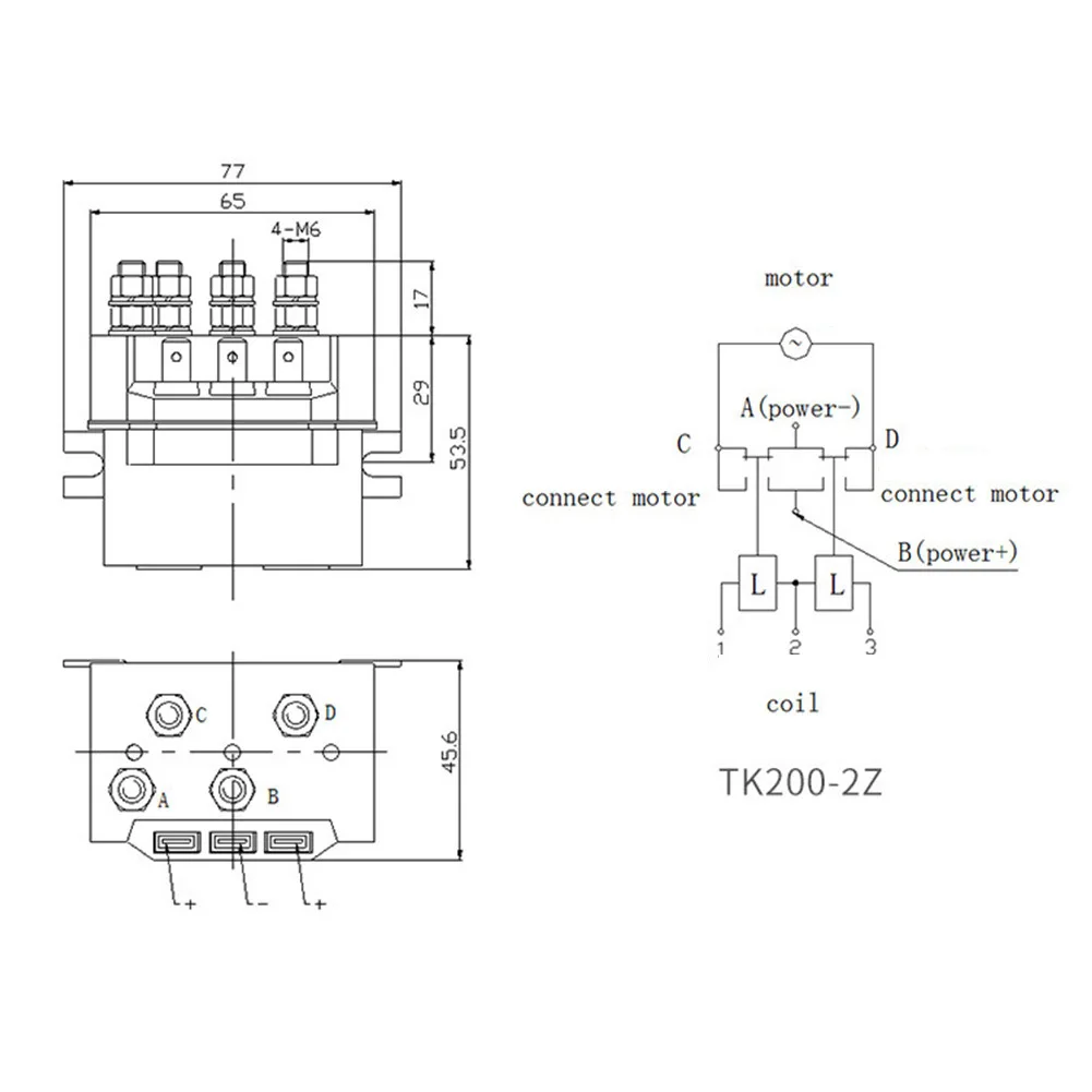 TK200 2Z 200A DC Contactor for 12V 24V For Electric Winch Use with Silver Alloy Contacts and 200000 Cycle Life