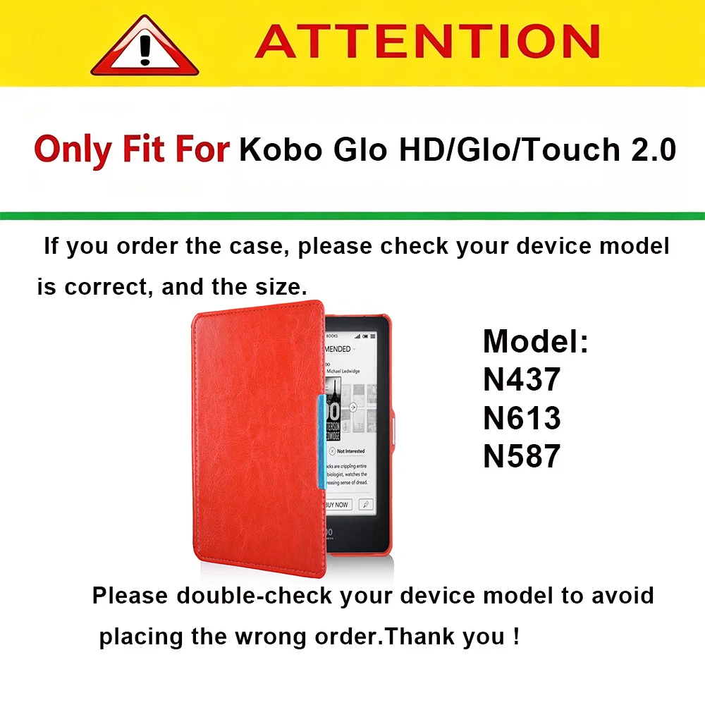 Etui na 6-calowy Kobo Glo HD/Glo/Touch 2.0 (Model: N437/N613/N587), cienkie, wytrzymałe, skórzane, odporne na upadki, przenośne etui ochronne z klapką. — zdjęcie produktu 2