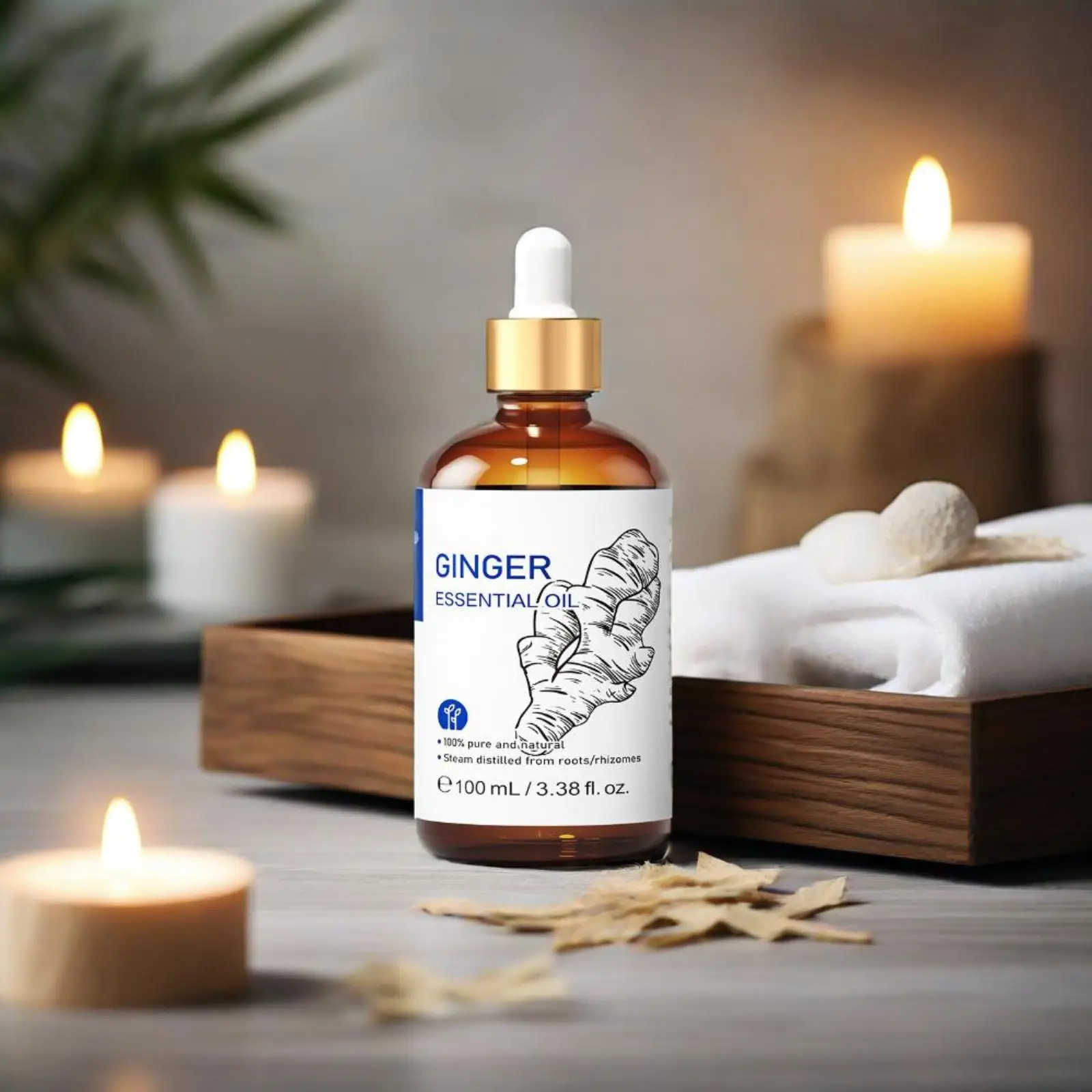 

HIQILI Essential Oil 100ml Natural Ginger Rosemary Turmeric for Diffuser Relaxing Massage Skin Moisturizer Home Fragrance