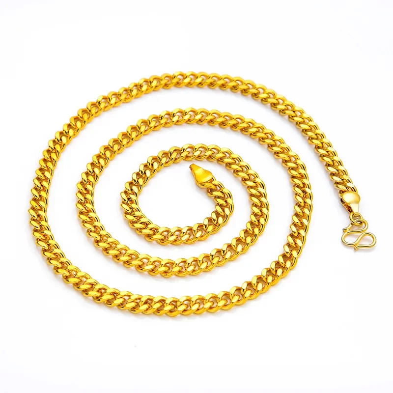EternaGold  24K Gold 5mm Boss Necklace Unisex AU999 - Premium, eye-catching 5cm boss style, fits business & daily