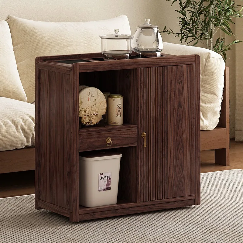 Solid wood coffee table kettle integrated automatic household cabinet cart balcony brewing table