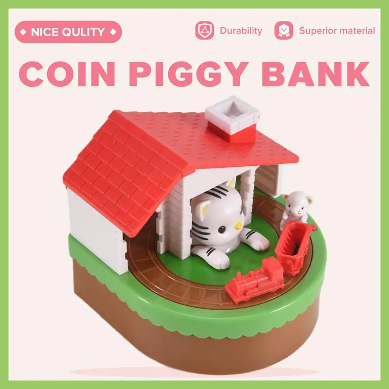 Hucha para niños, casa electrónica para gatos, hucha para gatos y ratones, hucha para robar automáticamente la caja de ahorro de dinero