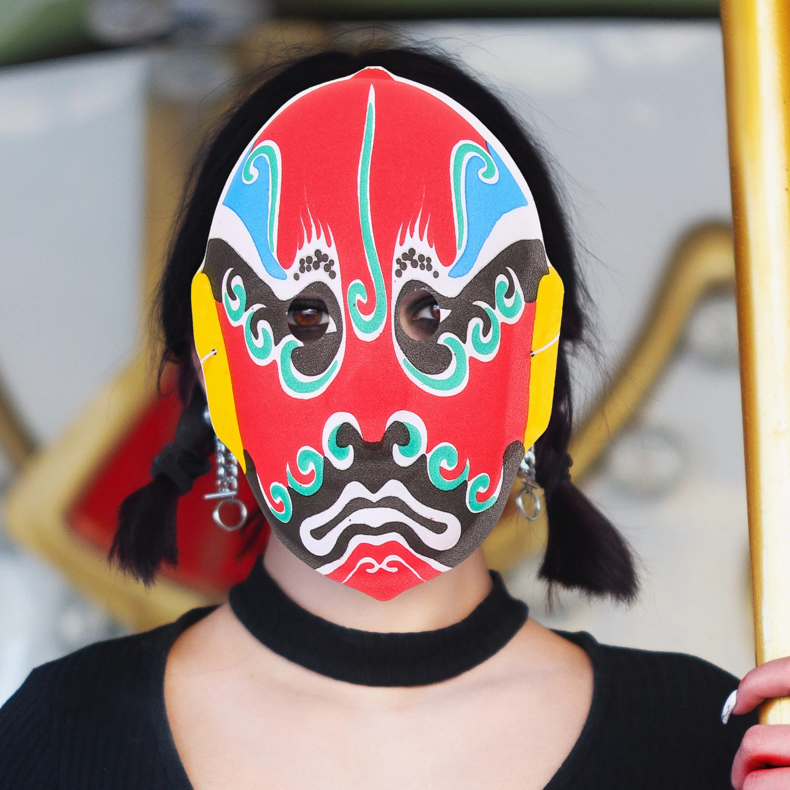 6 pezzi Maschere dell'Opera del Sichuan Floccaggio Maschere per prestazioni cosplay per la festa di Halloween Maschera cinese decorativa in maschera