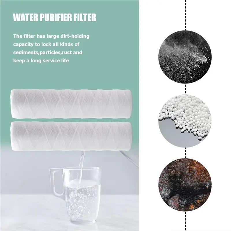 A70Z Fafa】5 Micrometre 10 X 2.5 Inch String Wound Sediment Water Filter Cartridge Whole House Sediment Filtration, Universal Rep