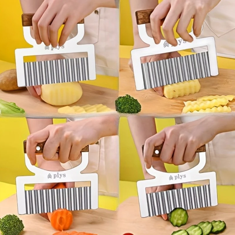 Stainless Steel Potato Peeler Multi-Purpose Wavy Knife Flower Cutting Tool with Ergonomic Design Handle Fruit Vegetable Cutter