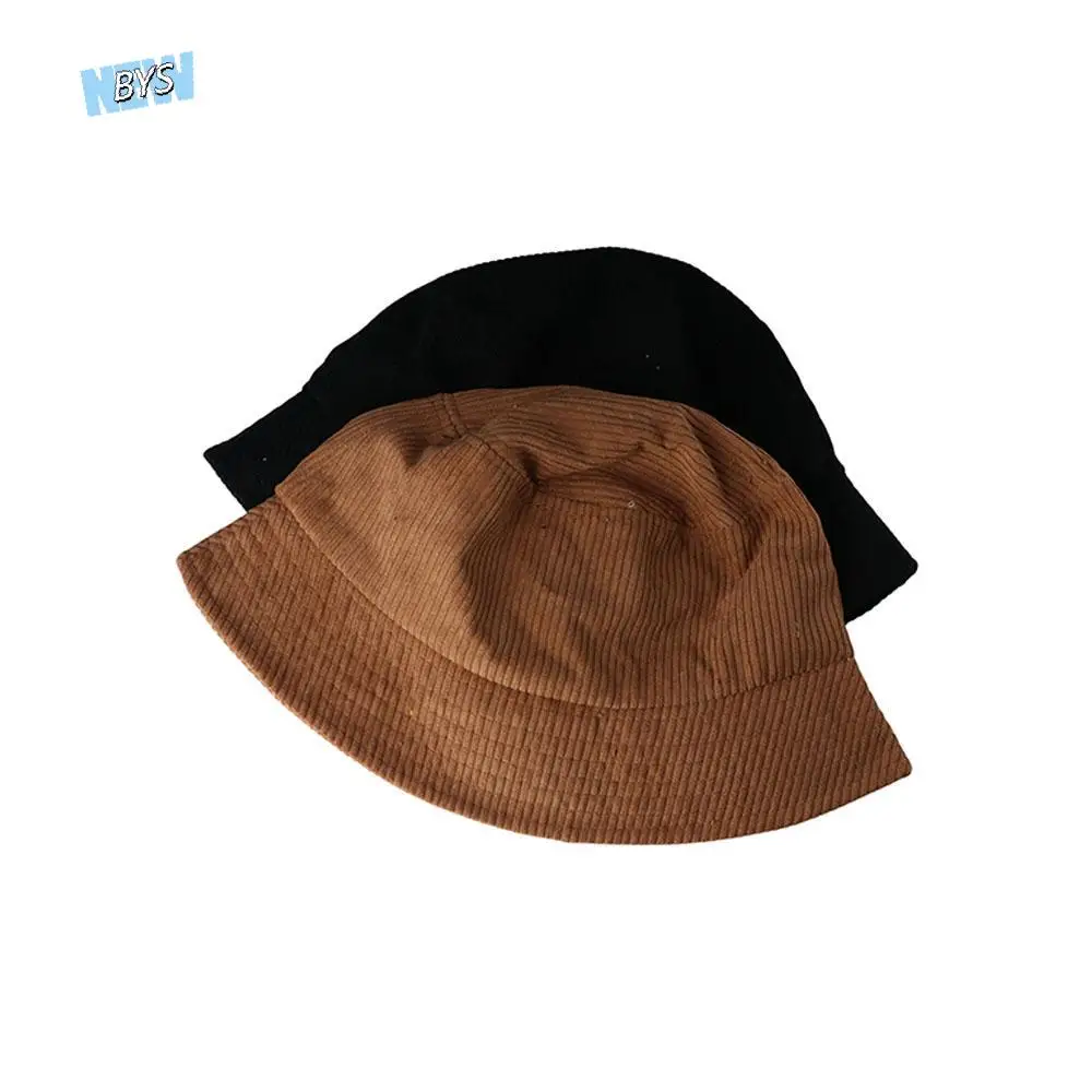 

Japanese Retro Outdoor Solid Color Soft Fashion Corduroy Bucket Hat Women Hat Sun Hats Autumn Winter