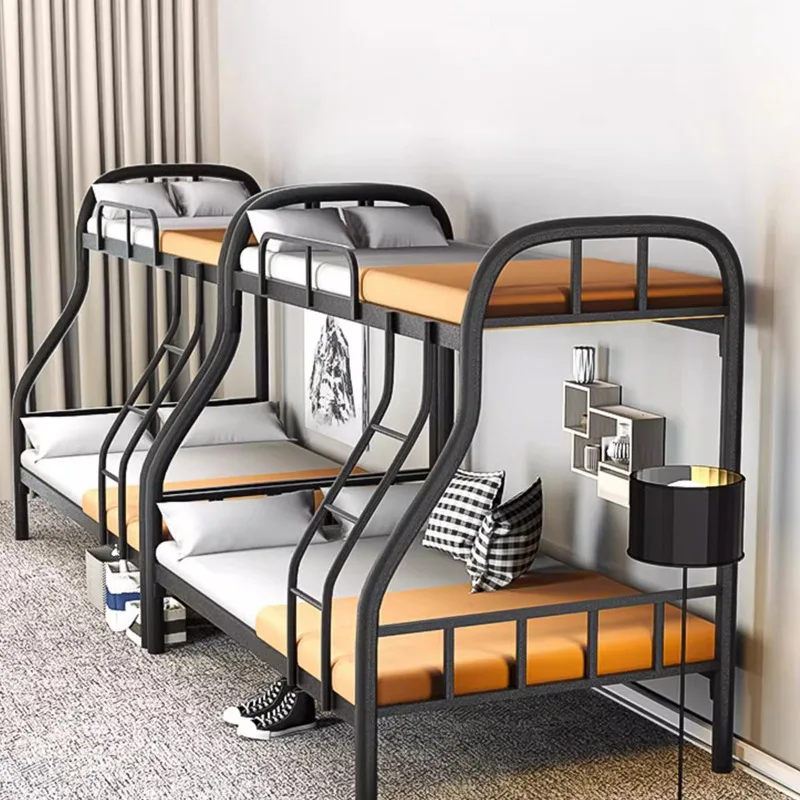Wholesale upper and lower bunk iron bed thickened upper and lower bed double high and low bed wrought iron bed, student dormitor