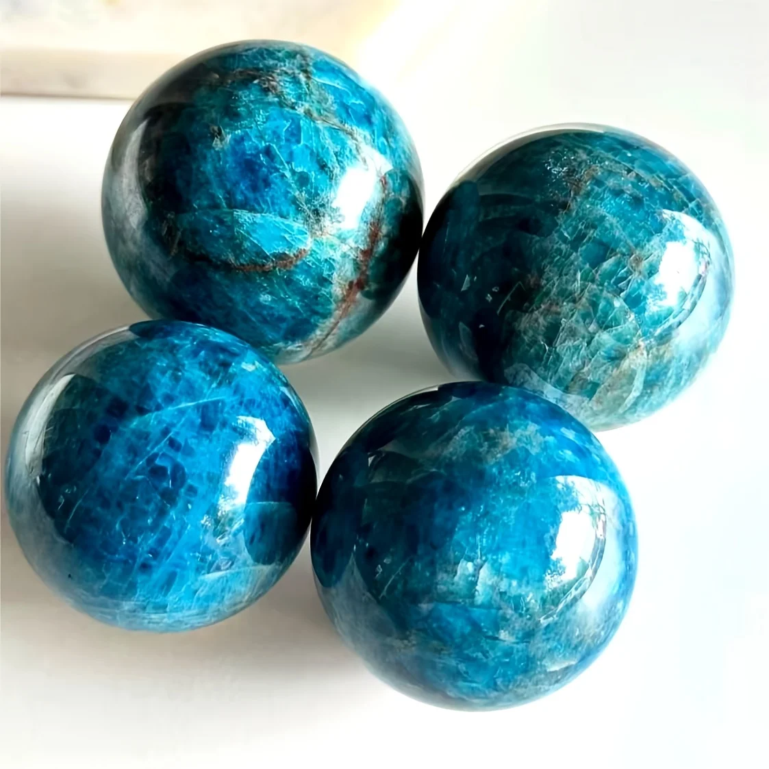 1pc Natural Blue Apatite Sphere with Iridescent Color for Home & Office Decor, Unique Holiday Gift for Christmas, Valentine's