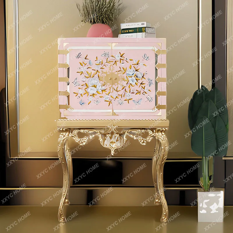 Court solid wood painted decorative cabinet luxury multi-functional locker wine cabinet decoration dressing table bedroom