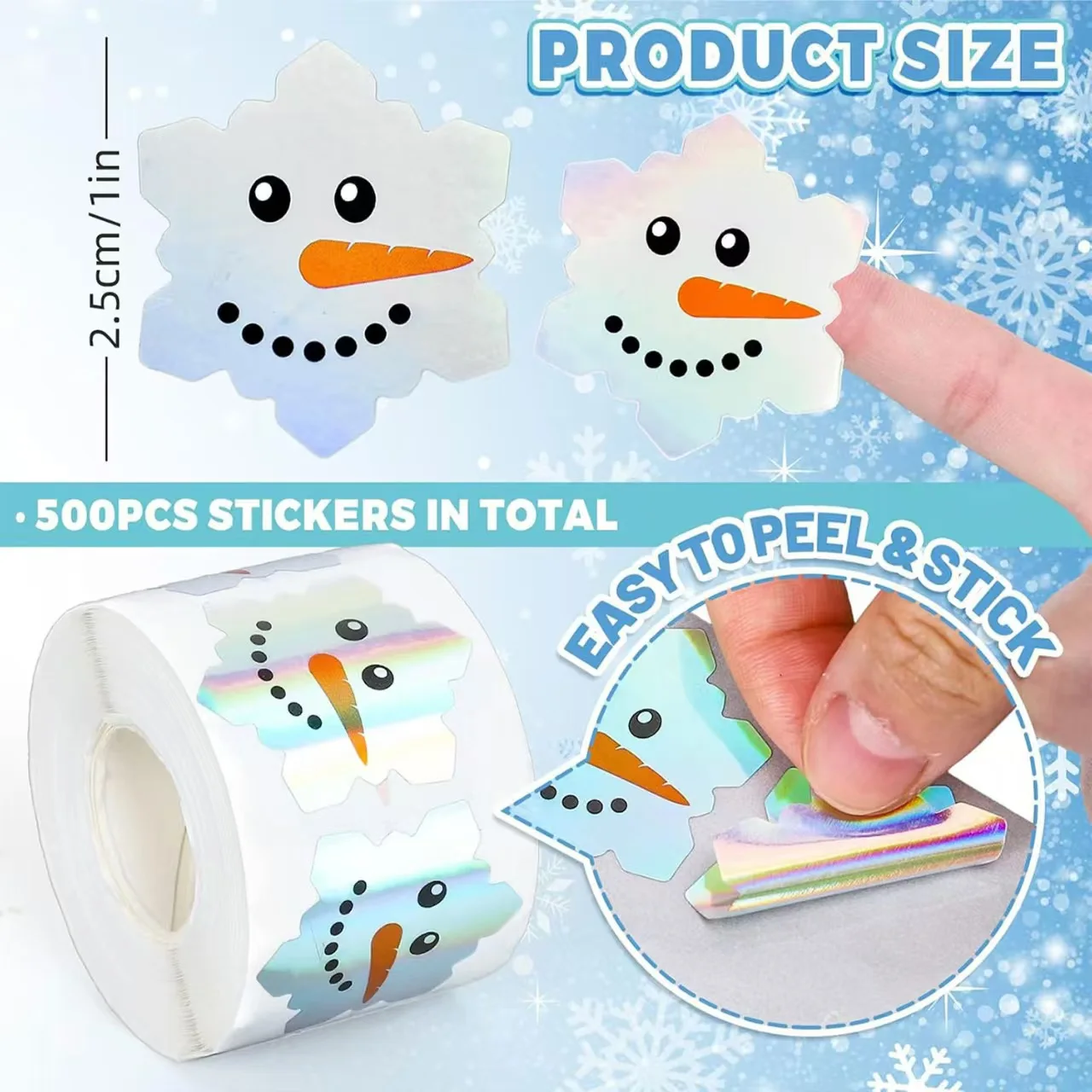 500 قطعة لكل لفة مجموعة عيد الميلاد قطع الليزر ثلج خربش ملصقات بولي كلوريد الفينيل ذاتية اللصق حفلة احتفالية لتقوم بها بنفسك الشارات الزخرفية #4