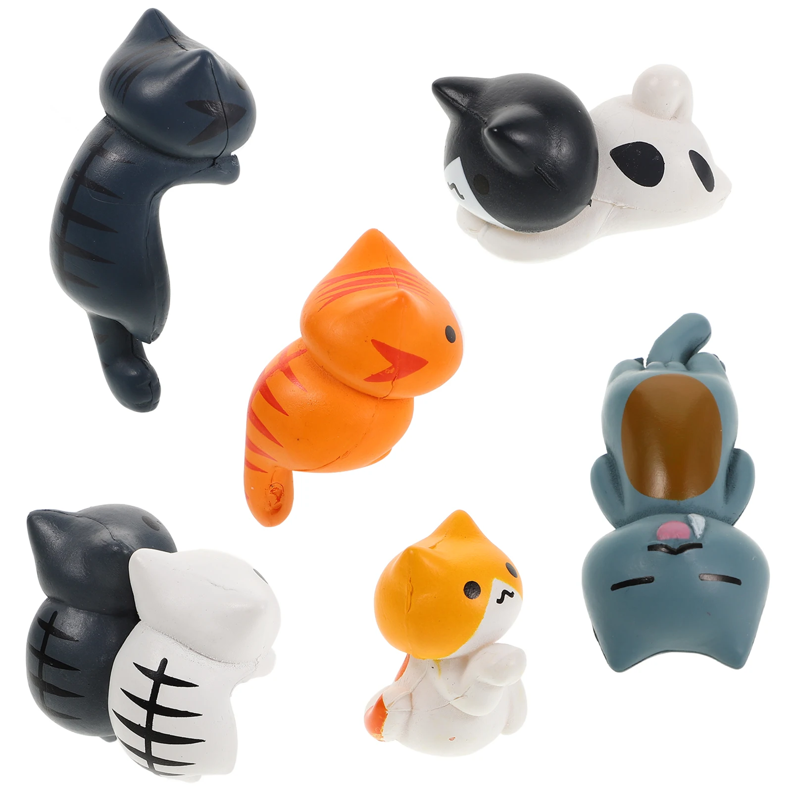 

6pcs Car Cat Accessories Backview Dashboard Decor PVC Cartoon Figurines Miniature Decorations Truck Decorations Car Decals