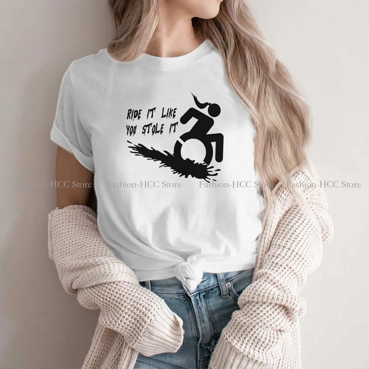 Mud Girl Unique Polyester TShirt Funny Wheelchair Top Quality Creative Gift Clothes  T Shirt Short Sleeve