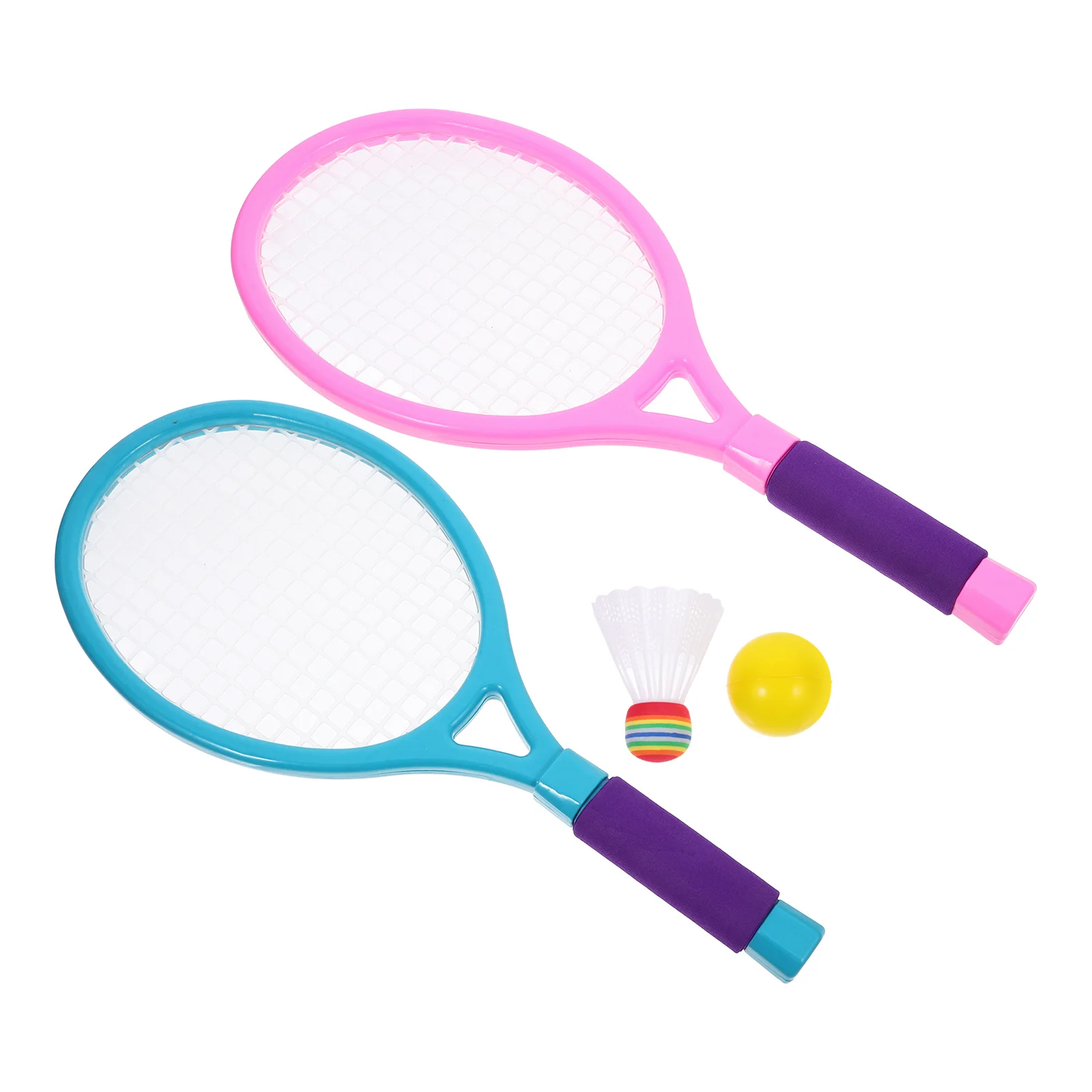 1Set Badmintonschläger mit Ball, Kinderschläger-Set, modisches Mesh-Design, tragbarer, verformungsfreier Griff für Eltern-Kind-Interaktion