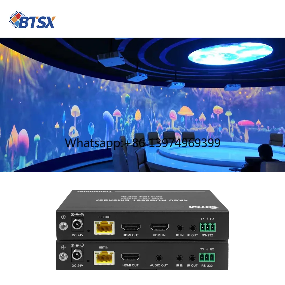 4K60 150m HDBaseT Extender Support One Loop Out Audio Extraction HDMI Extender IR/RS-232/CEC Control Cat6 HDMI Extender