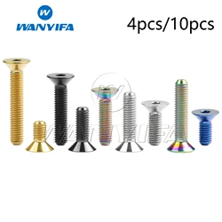 Wanyifa M5 Titanium Bolt 10/12/15/20/25/30/35mm Flat Countersunk Head Hex Screws for Bicycle Pedals 4/10pcs