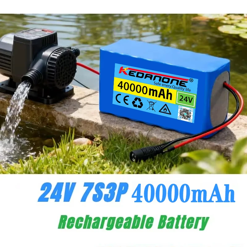 24V 40Ah 29.4V Outdoor Lithium Battery Pack Portable Rechargeable Li-ion Battery for LED Strip, Water Pump, Fishing Light
