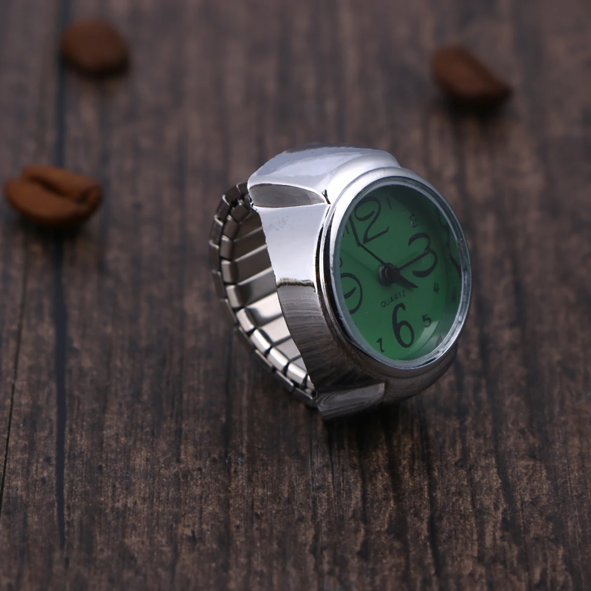 クリエイティブ リングウォッチ ユニセックス ファッション ジュエリー クォーツムーブメント 防水 シンプルなデザイン デート パーティー 日常使用 グリーン