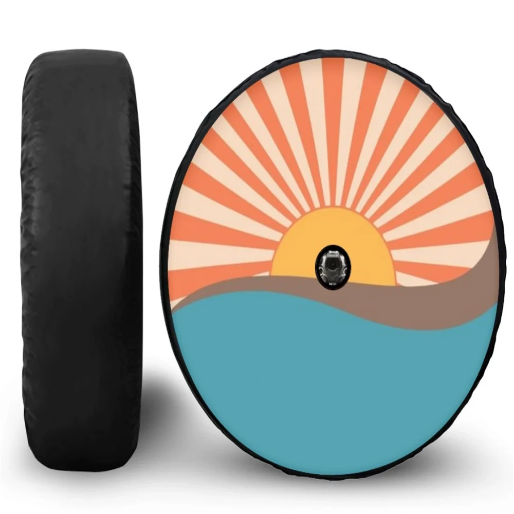 1Pcs Car PU Leather Spare Tire Cover With Camera Hole 5cm 8cm 10cm Sunset 4x4 Off Road For Jeep Wrangler Hummer Wheel Protector