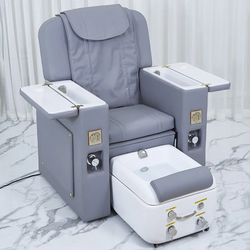 

New Design Sofa Foot Spa Manicure Chair Blue Electric Massage Pedicure Spa Chair For Men With Hand Basin