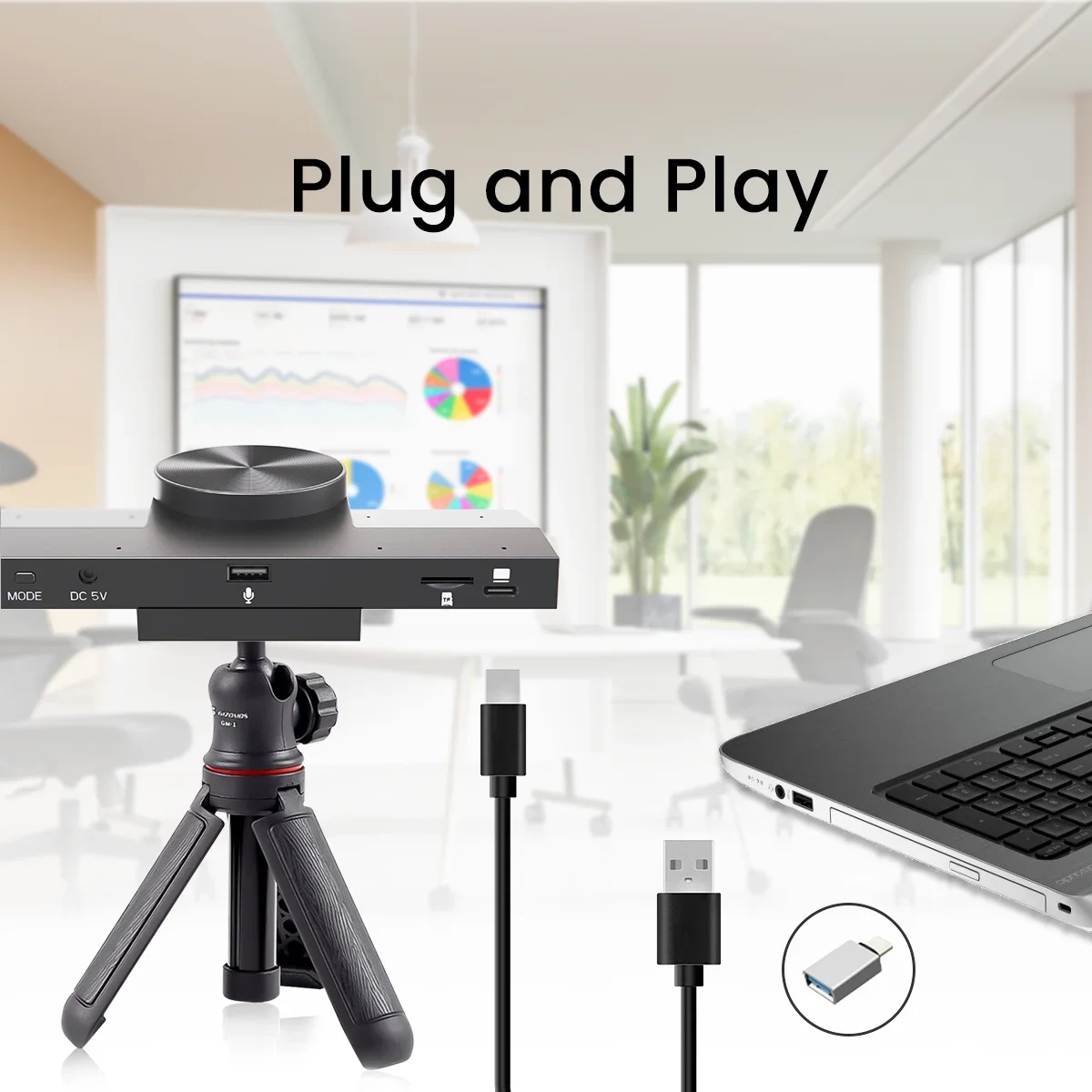 Best Seller 180° Panoramic Video Camera Immersive Conference Speaker Close-Up 1080P Webcam Huddle Rooms Home Office Plug Play Mi