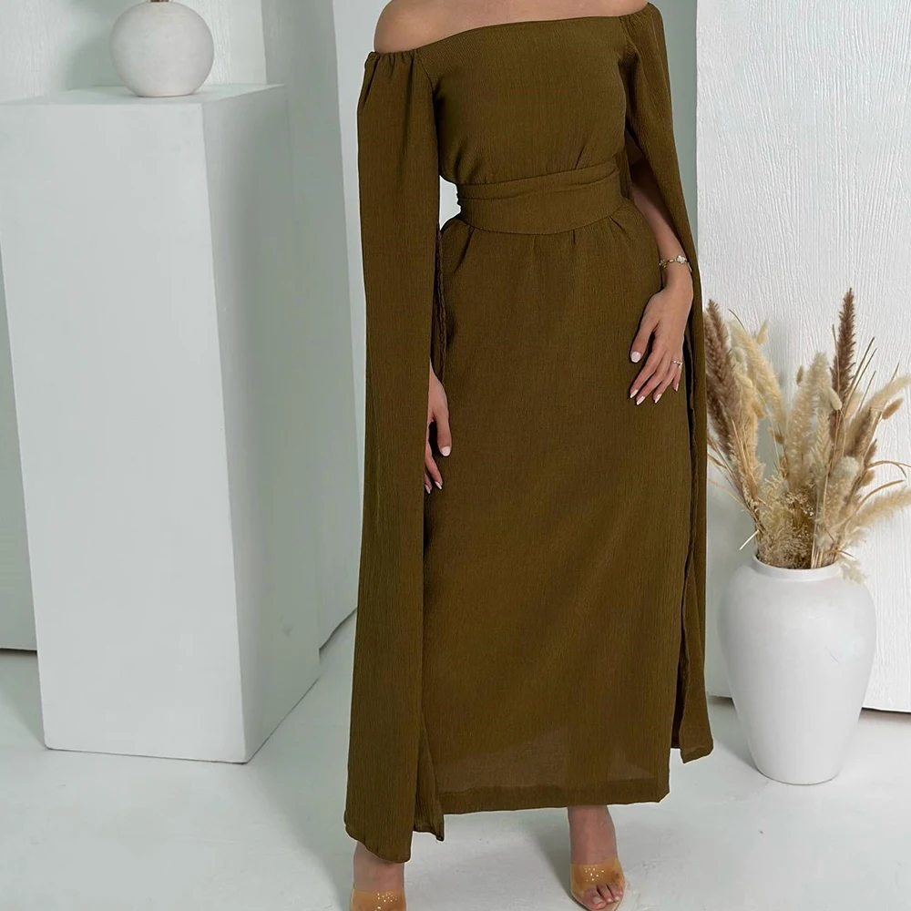 

Customized High Quality Jersey A-Line Off the Shoulder Evening Dress High Quality Floor Length Boat Neck vestidos para mujer