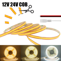 12V 24V COB LED Strip Light Free Cut 528 720 LEDs Flexible Tape 1m 2m 5m 10m 15m 20m 0.5m Warm/Natural White Linear Lighting