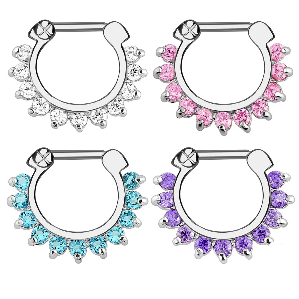 Ladies Crystal Septum Perforated Cartilage Nose Ring Fashion Nose Ring Earrings 6 Pcs