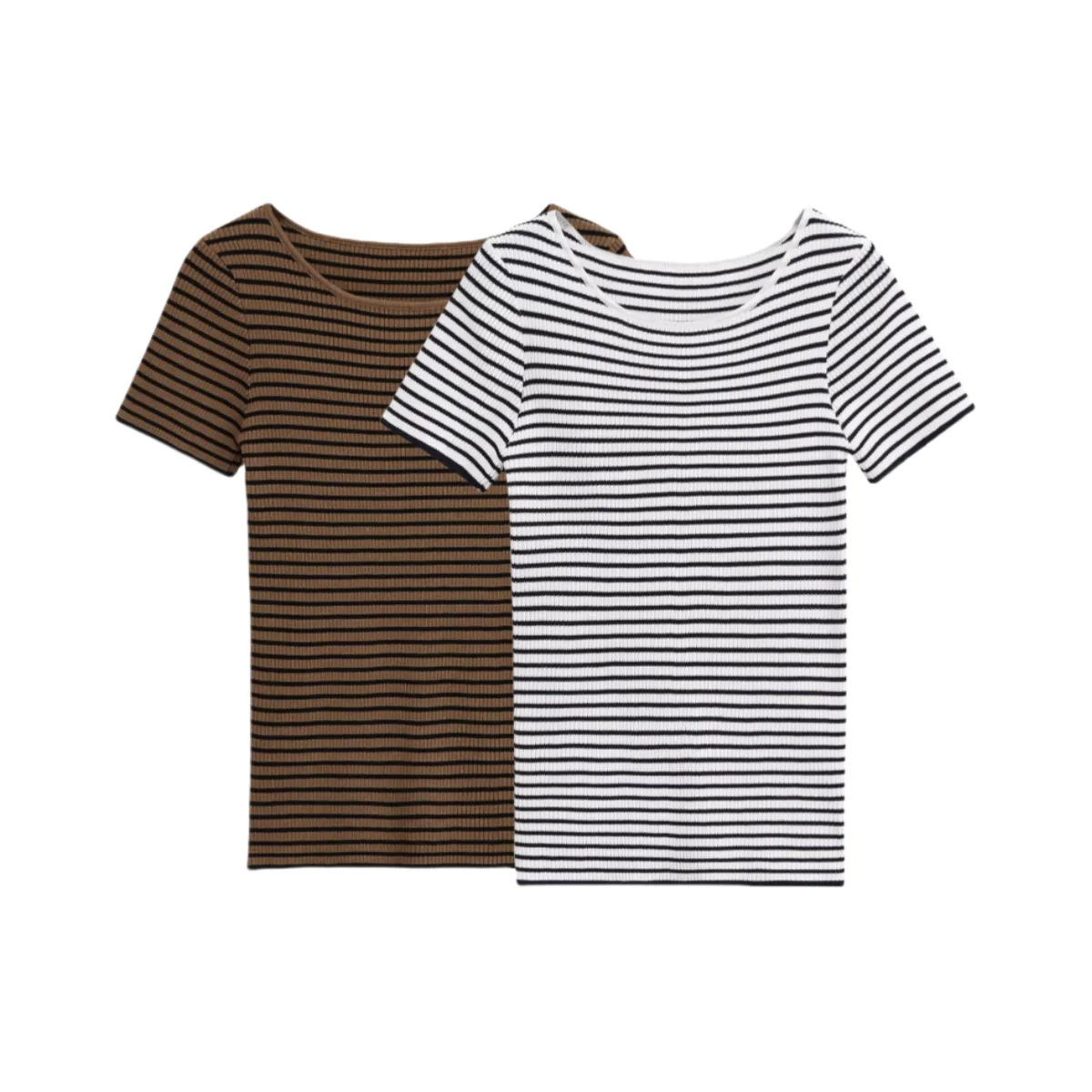 

MYST&ZA2025 new summer women's casual fashion simple striped basic versatile slim boat neck short-sleeved T-shirt