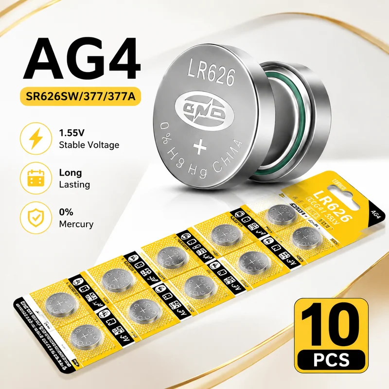 Button Cell Battery LR626 AG4 377 SR626 1.55V Replacement Coin Cell for Watch Toy Calculator Car Key Remote