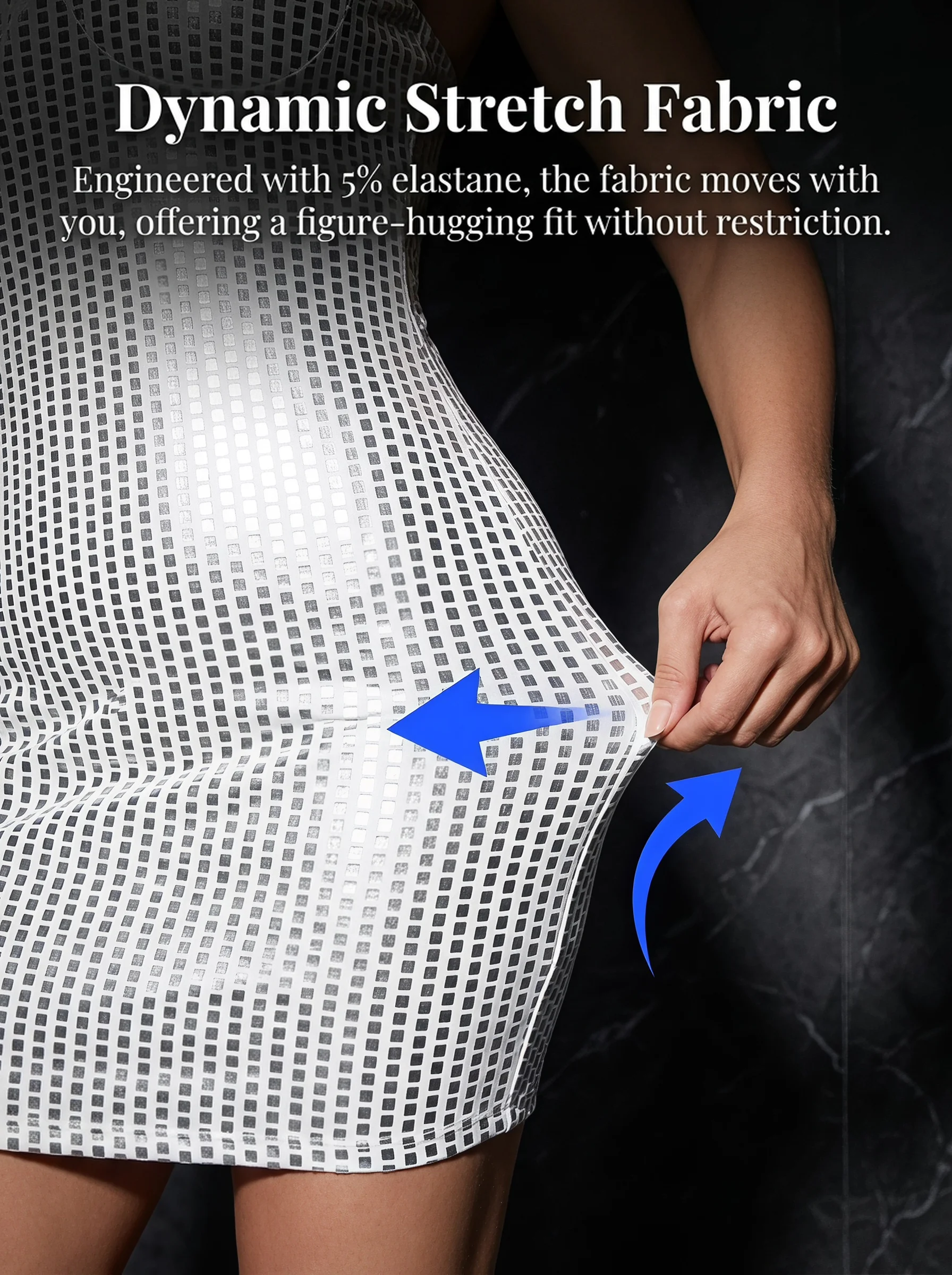 Gadinus Damen Sexy Bodycon Minikleid mit Spaghettiträgern, schmal geschnitten, ärmellos, Clubkleid – Detail 4