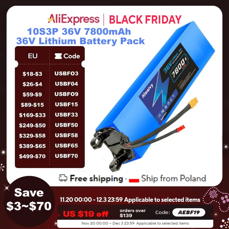 Expédition depuis la pologne 36V 7.8Ah 10Ah 18650 batterie au Lithium Rechargeable 10S3P 750W avec BMS pour batterie de vélo Scooter