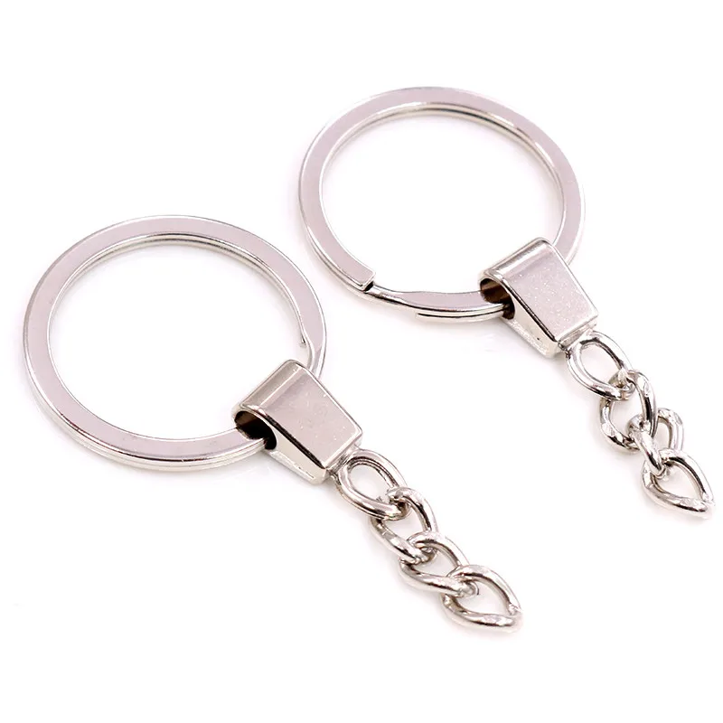 10pcs/lot Key Ring ( Ring Size: 30mm ) Key Chain Rhodium Bronze Gold Plated 50mm Long Round Split Keychain Keyrings Wholesale