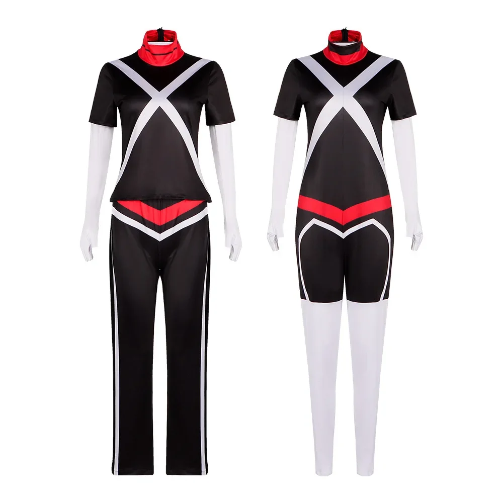 

Anime Hazbin Vaggie Cosplay Costume Adult Women Jumpsuit Black Bodysuit Top Pants Halloween Outfit Uniform Performance