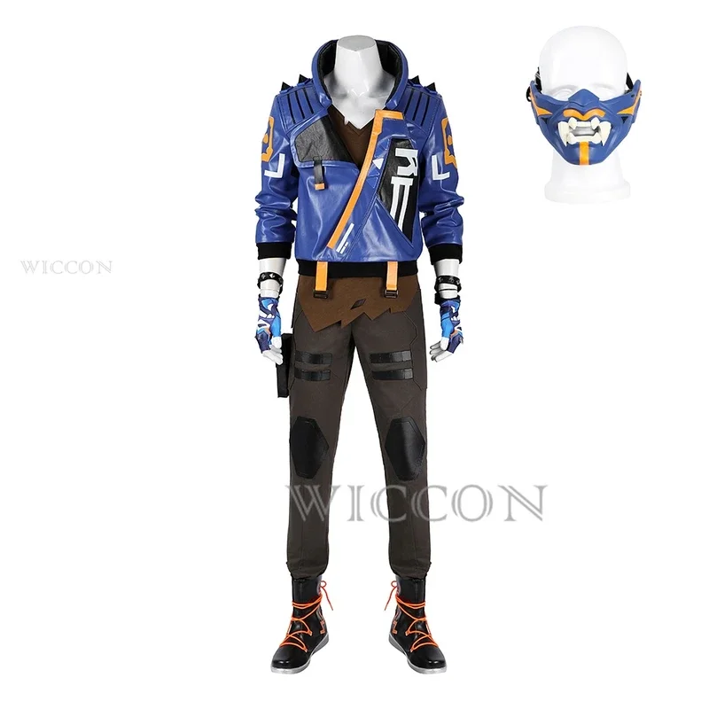 Valorant Yoru Cosplay Costume pour homme, ensemble complet, veste en gel, pantalon, masque, arrière-plans, Halloween, carnaval