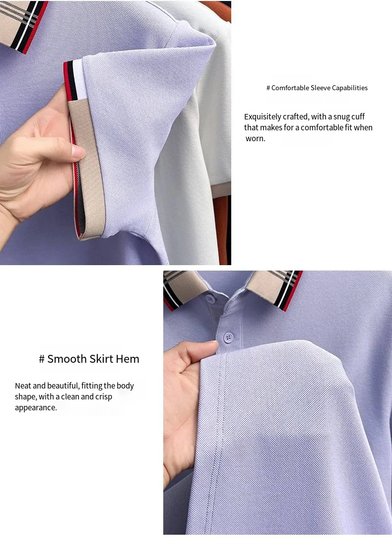 Neues Sommer-Herren-Poloshirt mit Kurzen Ärmeln, Kragen und Knöpfen, Luxuriöse Buchstaben-Stickerei, Lässiger Vielseitiger Jugendlicher Preppy-Stil Herrenbekleidung – Detail 5
