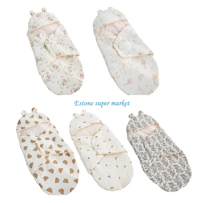 

090B Baby Swaddles Blanket Sleeping Bag with Cartoon Pattern Cotton Sleepsacks Breathable Anti Kick Blanket Swaddles Sacks