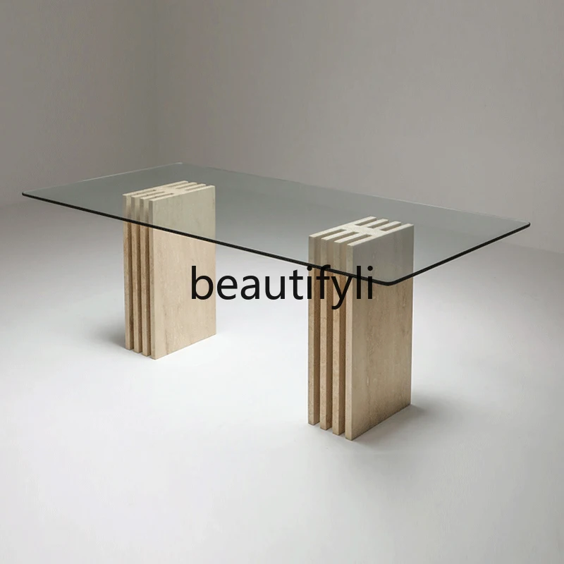 

Italian modern simple natural travertine dining table