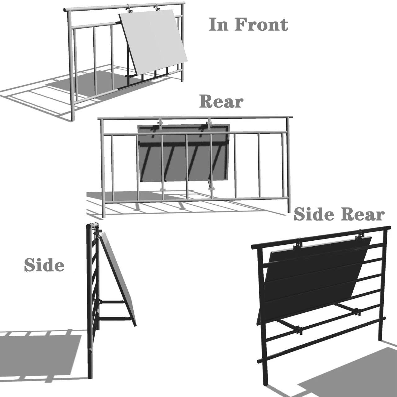 Balkon-Kraftwerkshalterung für 400 W, 410 W, 800 W, 820 W, Solarmodule, Halterung aus Aluminiumlegierung, Geländer, verstellbarer Winkel 0 bis 30 – Detail 5