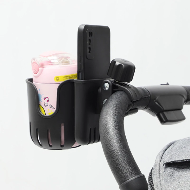 Detachable 2-in-1 Cup Holder and Phone Holder for Baby Stroller, Travel Cup Holder Accessory for Infants and Children
