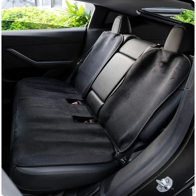 Seat Cover Cushion for Tesla Model 3 Y Flannel White Seat Protection Mat Anti-dirty Non-slip Cushion Car Interior Accessories