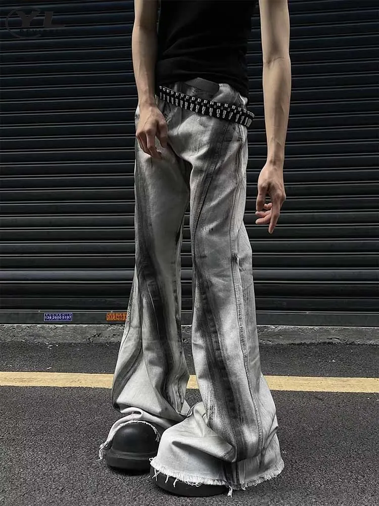 High Street Micro Horn Jeans Men Woman Harajuku Y2k Tie Dye Loose Straight Denim Pants Spring American Retro Wide Leg Trousers