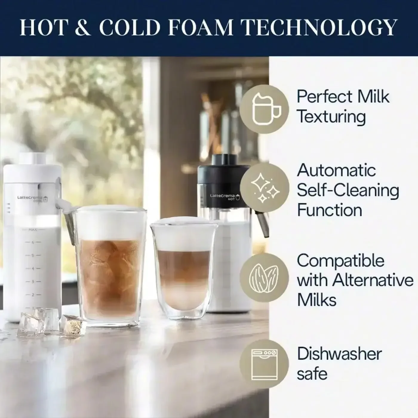 Máquina de café expresso De'Longhi Eletta Explore com fermentação fria, batedor automático de leite quente e frio para mais de 50 receitas One Touch