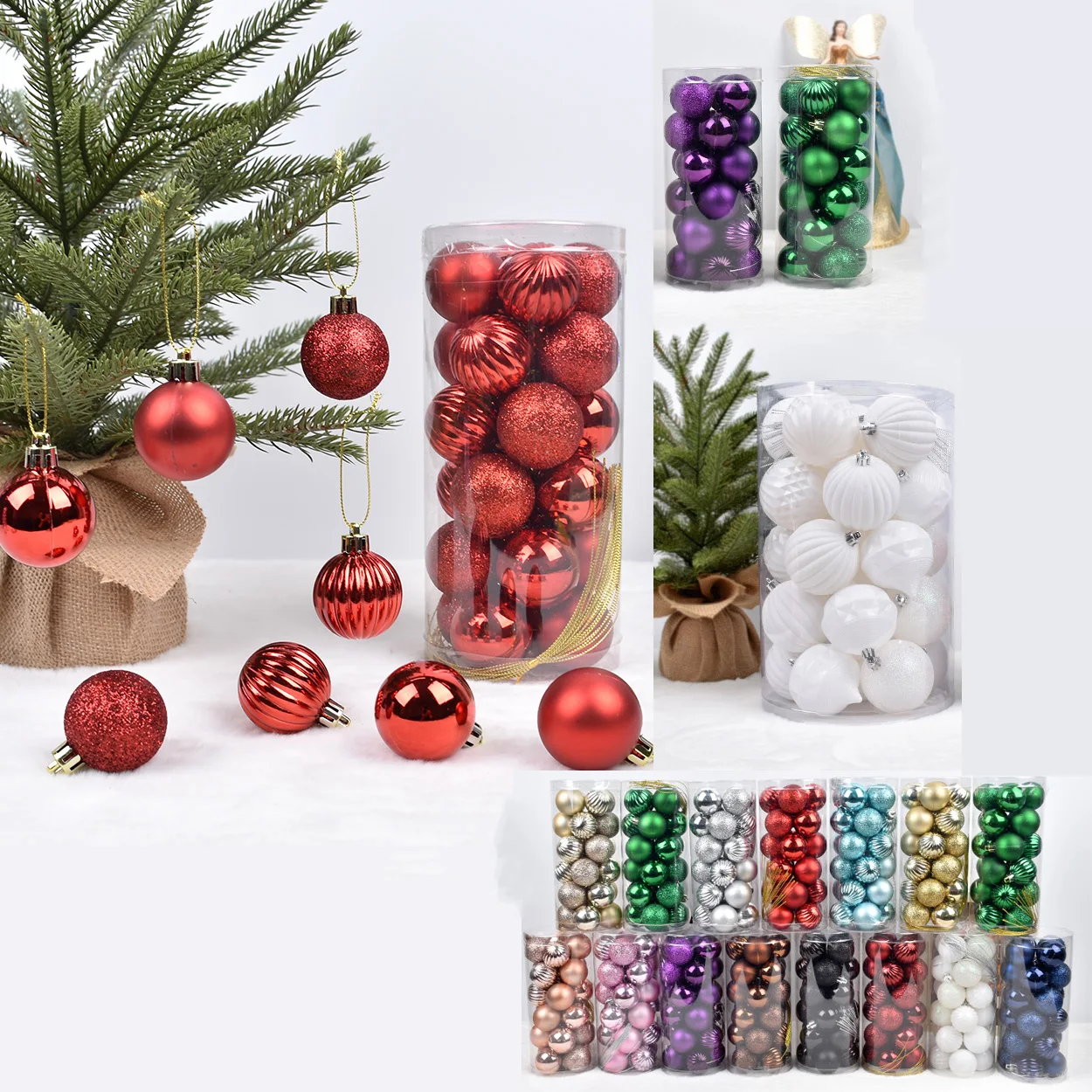 Pendentif décoratif en plastique pour sapin de Noël, boule de Noël colorée, mise en scène du nouvel an à la maison, 4cm, 24 pièces