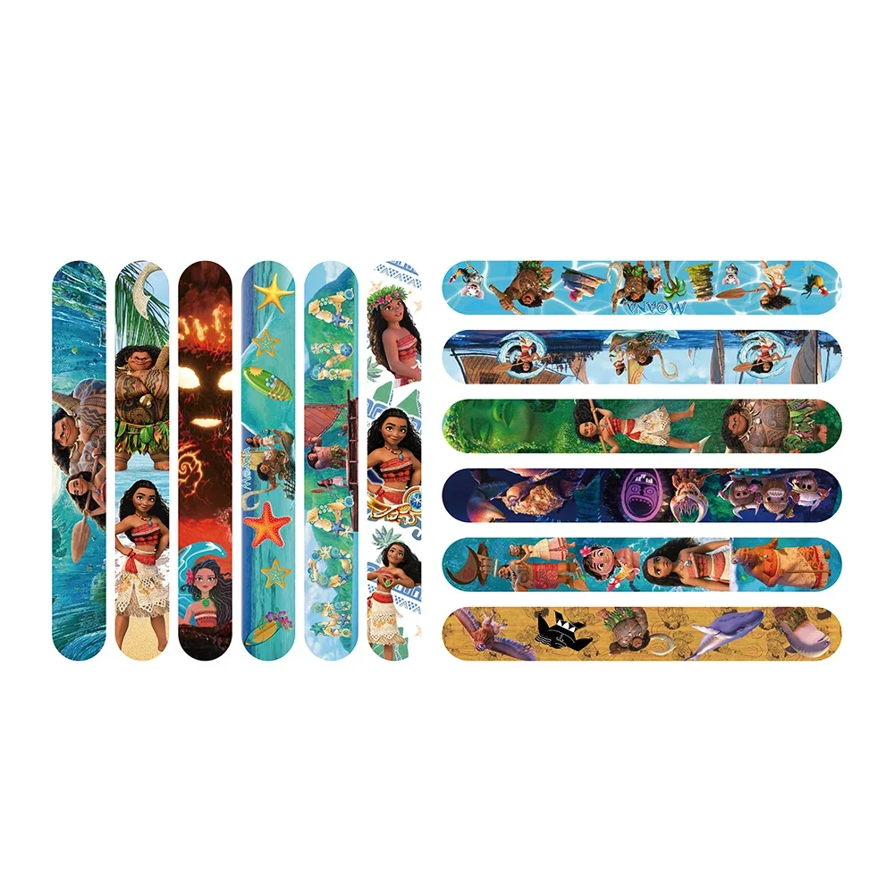 12pcs Moana Series Slap Bracelets Circle Cute DIY Bracelet Wristbands of Anime for kids Party Favors Fun Birthday Gifts - view 5