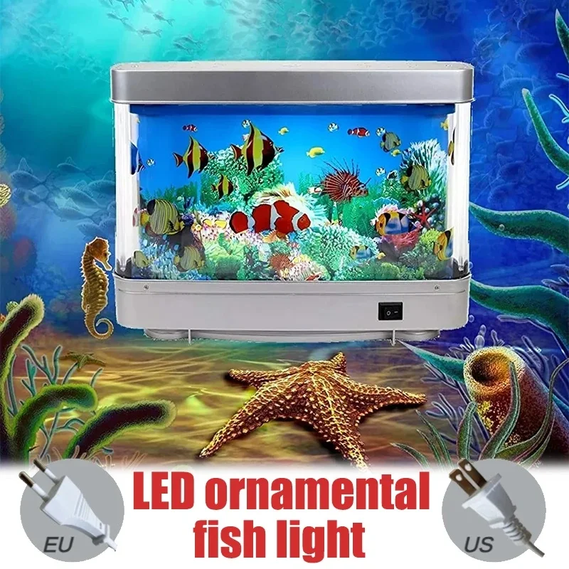 1PC Led Fish Tank Lamp Sea View Fish Room Decoration  Underwater World Landscape Lamp For Living Creative Simulation Aquarium