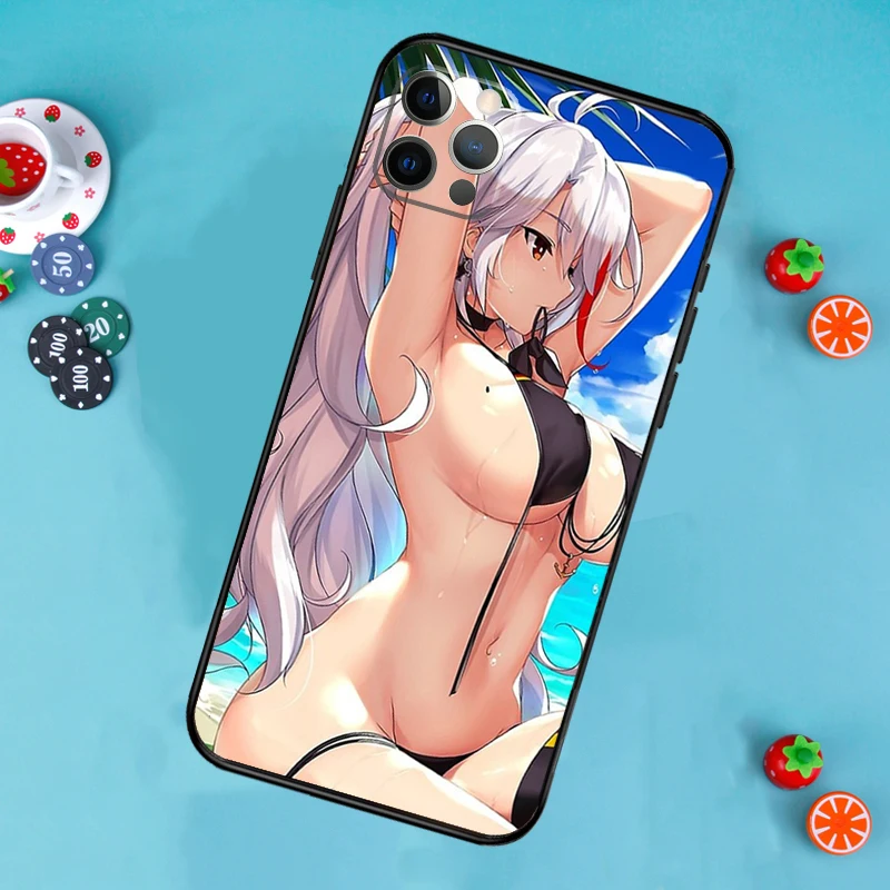 أنيمي الصيف بيكيني الفتيات قضية الهاتف ، غطاء آيفون 15 ، 11 ، 12 ، 13 ، 14 برو ماكس ، ميني ، X ، XR ، XS ، ماكس ، SE ، 2020 ، 7 ، 8 Plus #3