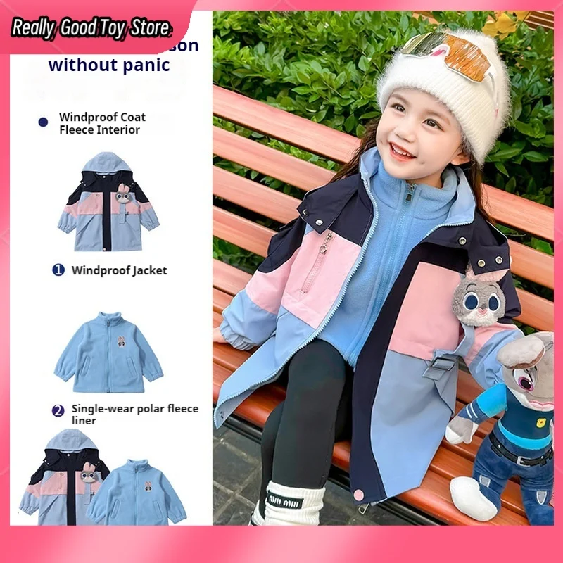 Judy Rabbit Police Officer Autumn Jacket Children Coat Detachable Three-In-One Polar Fleece Suit Zootopia Around The Movie Gift