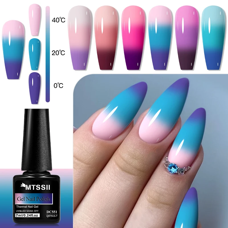 

7ml Thermal Gel Nail Polish 3 Layers Temperature Shiny Color Changing Semi Permanent Soak Off UV Autumn Winter Art Varnish